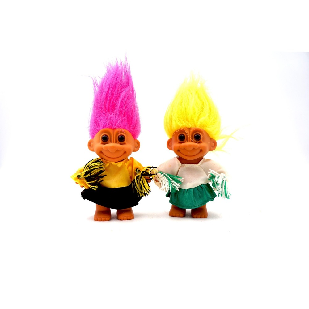 Vtg 1991 Russ Troll Doll Lot Set of 2 Cheerleaders Troll‎ Dolls 1990s Retro 90s